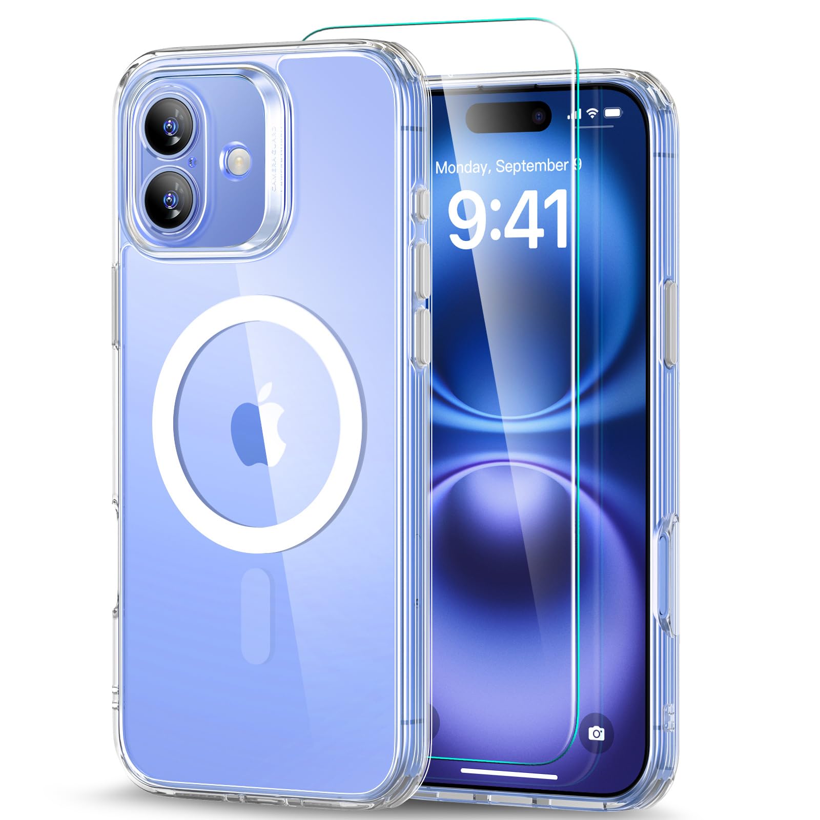 乐天商城 - 【米軍MIL規格・Magsafe対応】ESR iPhone 16 Plus ケース (4 in 1) セット 透明ケース スクリーン保護フィルム付き MagSafe対応 軍事保護規格保護力 アイフォン16プラスケース Classicシリーズ クリア