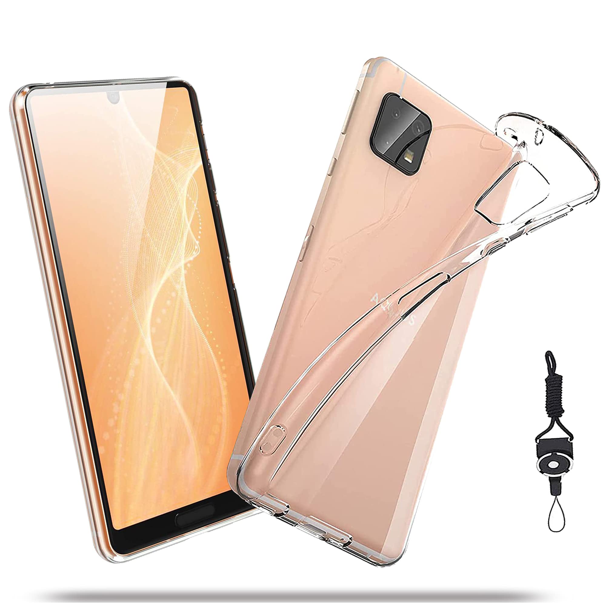 Nutmeg For AQUOS sense4/AQUOS sense4 Basic/AQUOS sense4 lite/AQUOS sense5G 用の ケース SH-M15 SH-41A SH-M17 SH-53A SHG03 用の カバー 耐衝撃 衝撃吸収 防指紋 TPU ストラップホール付 ソフト クリア ケース カバー（AQUOS