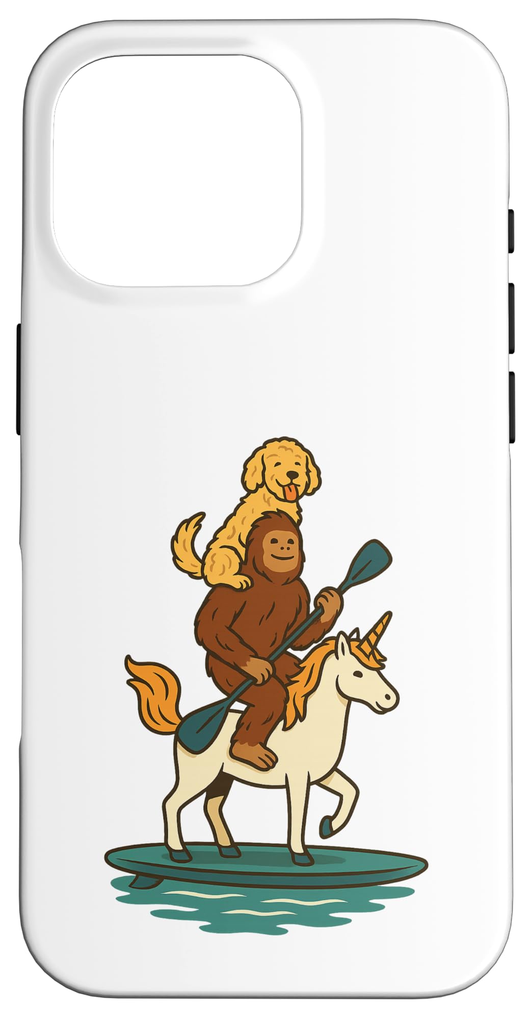 Goldendoodle Sasquatch ユニコーン パドルボード スマホケース iPhone 16 Pro 用