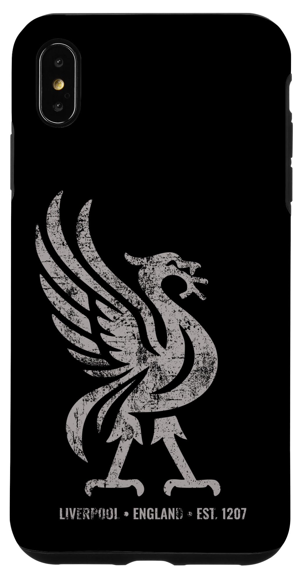リバプール イングランド Est.1207 Colossal Liverbird Grey Age スマホケース iPhone XS Max 用