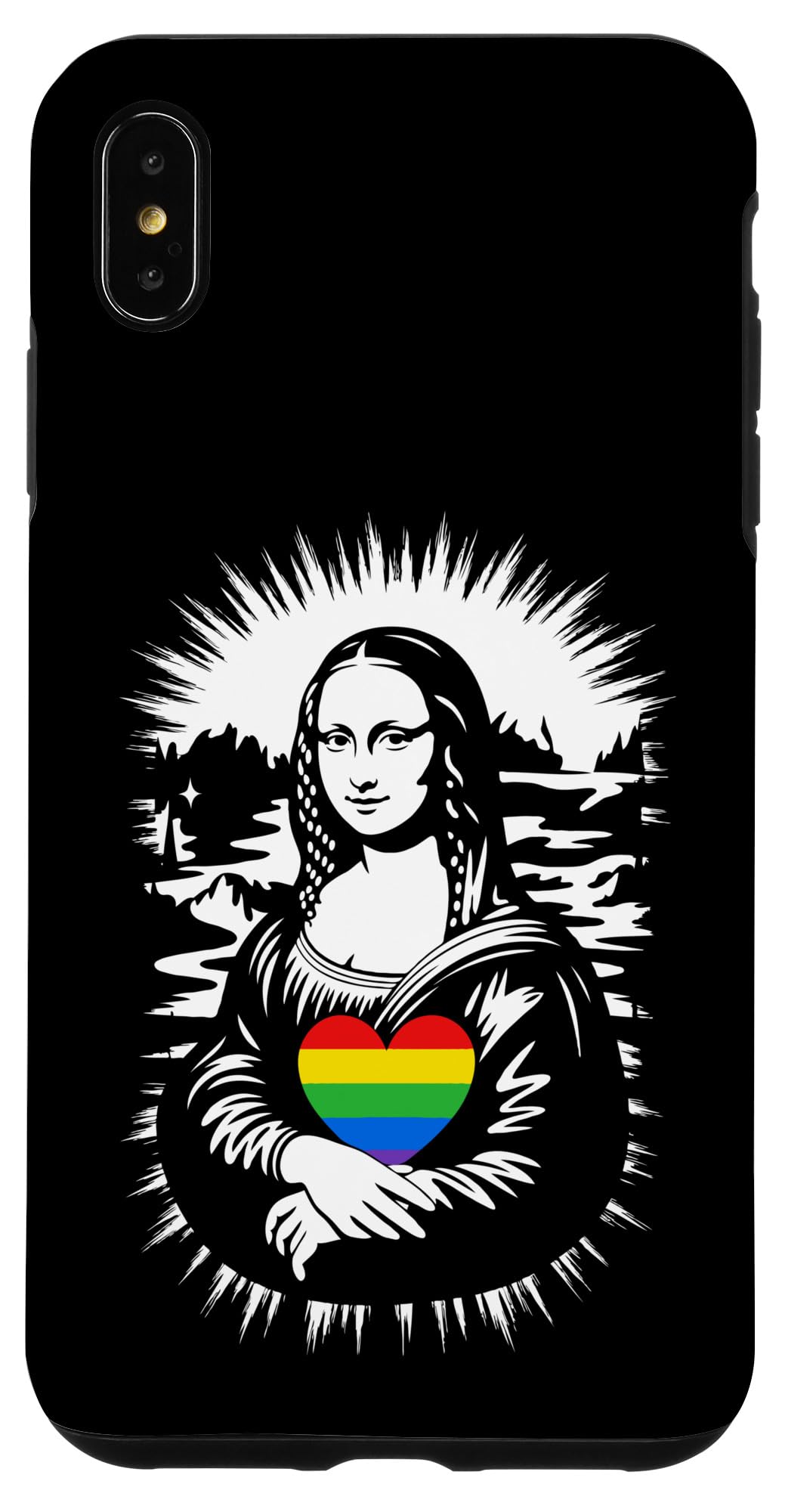 レインボー モナリザ ハート 平等 プライド Funny Mona Lisa LGBTQ Heart スマホケース iPhone XS Max 用