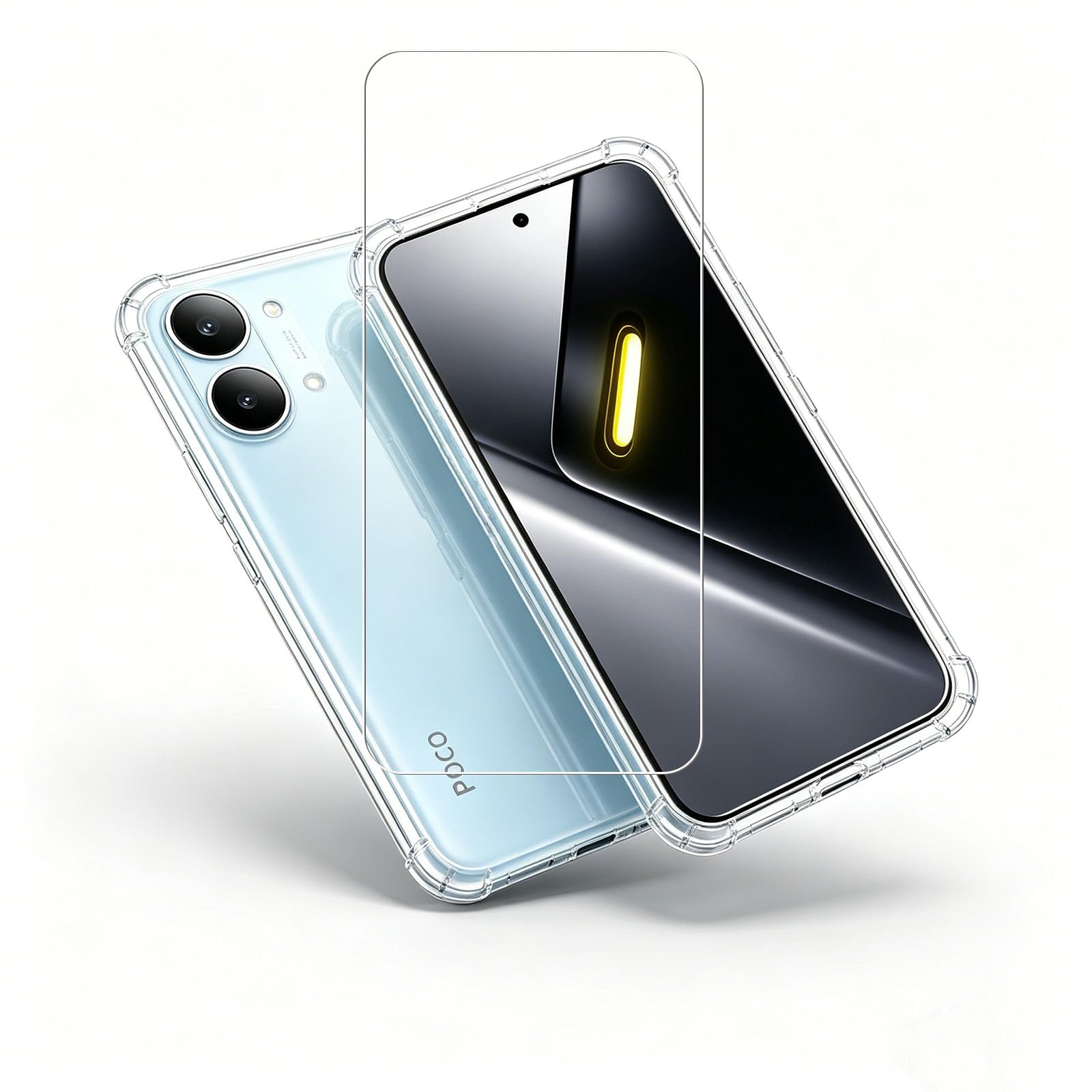 対応 xiaomi poco X8 pro max 専用ガラスフィルム+xiaomi poco X8 pro max ケース 四隅防衝撃設計セット|日本旭硝子製強化ガラス 硬度 9H 指紋防止・気泡ゼロ 自動吸着貼りやすい| ケース 完全透明 耐衝撃