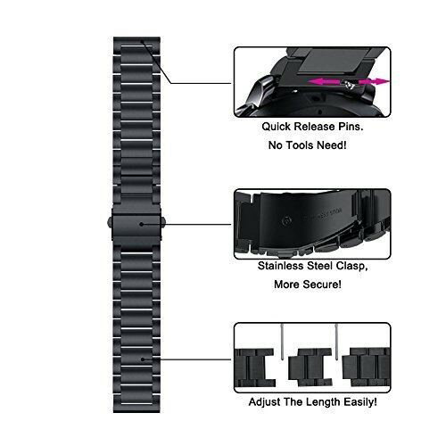 Compatible with Ticwatch Pro/ Galaxy Watch 46mm Gear S3 バンド 22mm高級ステンレス鋼バンド fossil Q EXPLORIST/Huawei Watch 2 Classic/Huawei Watch GT通用交換ベルト 調整工具付き (1-ブラック)