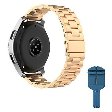 HUAWEI WATCH GT， TicWatch Pro， Galaxy Gear S3 Frontier， Galaxy Watch 46mm， UMIDIGI Uwatch2 交換バンド Quick Release バンド 22mm 腕時計バンド ステンレス製 Sooyeeh 5色可選 金属ベルト 耐衝撃 防汗 高級感 ビジネス風 装着簡単（ローズゴールド）