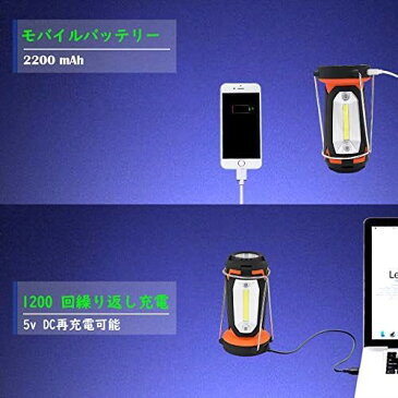 CeSunlight ランタン 充電式 キャンプ用 2200mAh IPX4防水 USBケーブル付き ledランタン＆懐中電灯＆モバイルバッテリー 3in1 USB充電式 ポータブル 強力 超高輝度 キャンプランタン 多機能 地震・緊急時・暴風雨・停電適用