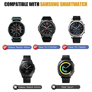 ATiC Samsung Gear S3/Galaxy Watch 46mm ベゼルリング Galaxy Watch ベゼルカバー 保護ケース スタイルリング 高級 ステンレス製 耐衝撃 超簿 粘着式 取付簡単 スマートウォッチ飾り 2pack Black(白)+Black(赤)