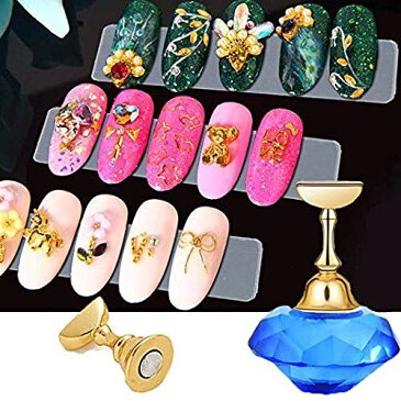 Kalolary 磁気アクリルマニキュア工具 ネイルアート道具 サンプルチップ ネイル練習ハンドネイルエクササイズペデスタル、ネイルチップディスプレイスタンド ネイルアート用品(ブルー)