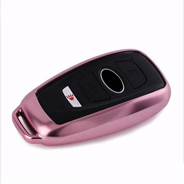 ontto スバル スマート キーケース キーカバー キーホルダー 汚れ、傷防止 落ちにく 金属光沢 鍵を保護 オシャレ フィット TPU シリコン SUBARU BRZ LEVORG LEGACYG4 WRX S4 STI XV スマピタくん 等に適用 ピンク