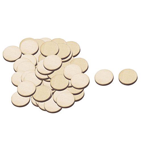 uxcell 人気木材チップ DIY用木材 自然木材 丸型 円型 家具 ベージュ 直径20mm スライス 100個入り