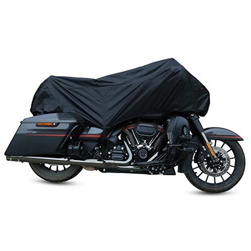 バイクカバー バイク車体カバー ハーフカバー 防水 風飛び防止 UVカット 防塵 丈夫 軽量 収納バッグ付き XL ブラック