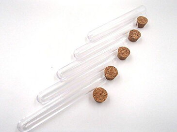 【THE Experiment】 コルク栓 付 プラスチック 製 試験管 10 本 セット 研究 科学 実験 サンプル 保存 多 用途 (10本)