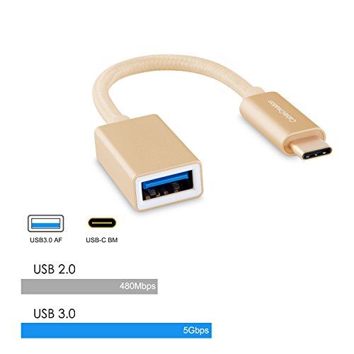 USB-C OTG ケーブル， CableCreation USB 3.1 Type C to USB 3.0 A 変換アダプタ オス-メス ゴールド 0.15m