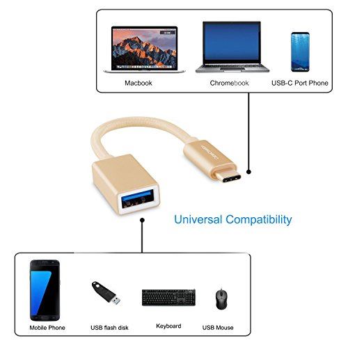 USB-C OTG ケーブル， CableCreation USB 3.1 Type C to USB 3.0 A 変換アダプタ オス-メス ゴールド 0.15m