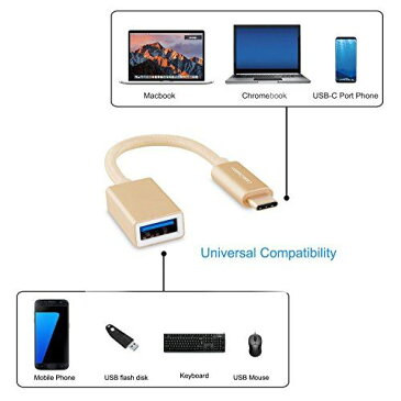 USB-C OTG ケーブル, CableCreation USB 3.1 Type C to USB 3.0 A 変換アダプタ オス-メス ゴールド 0.15m