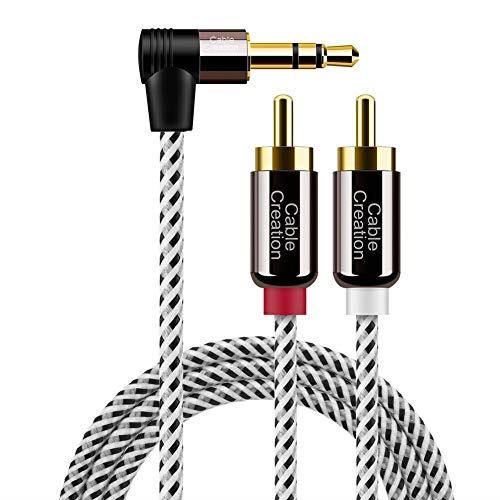 3.5mm to RCA，Cablecreation RCA to 3.5MM Auxジャックステレオオーディオ変換ケーブルY分配ケーブル 3.5mm to 2RCAステレオオーディオ変換ケーブル スマホン/MP3/スピーカー/タブレット/ホームシアター/HDTV等に対応 0.5M/ブラック