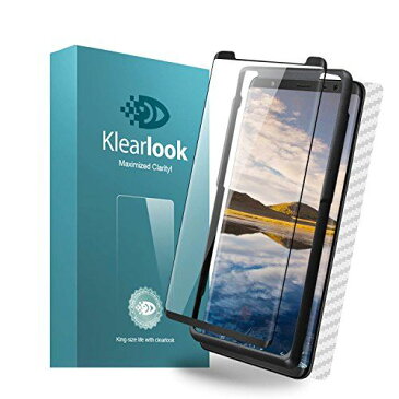 Klearlook Samsung Galaxy Note 8用強化ガラスフィルム 「ケースに干渉せず・透過率99%」 タッチ感度良好 S-PENに対応 (ガラス液晶面1枚+カーボン繊維背面1枚+貼付け易い道具1枚)