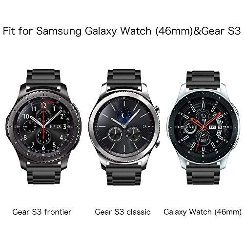 Fintie for Samsung Gear S3 / Galaxy Watch 46mm バンド 22mm 時計バンド ステンレスバンド 金属ベルト 交換用ベルト 調整工具付き Gear S3 Frontier/S3 Classic/Galaxy Watch 46mm 対応（デザインA，ブラック） デザインA ブラック