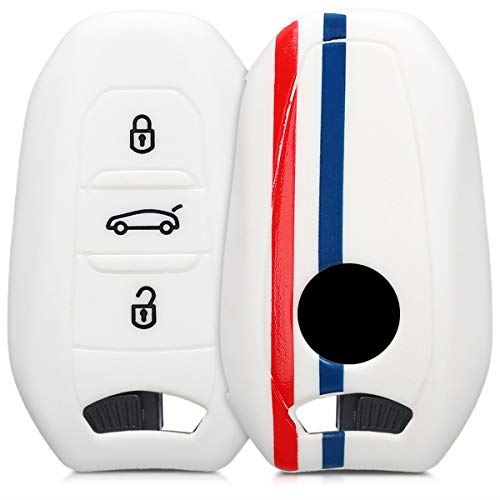 kwmobile Peugeot Citroen 用 ケース - シリコン キー保護 - 車 鍵 カー キーケース Peugeot Citroen 3-ボタン 車のキー Smartkey (Keyless Go 対応機種のみ) 用 フランス旗デザイン