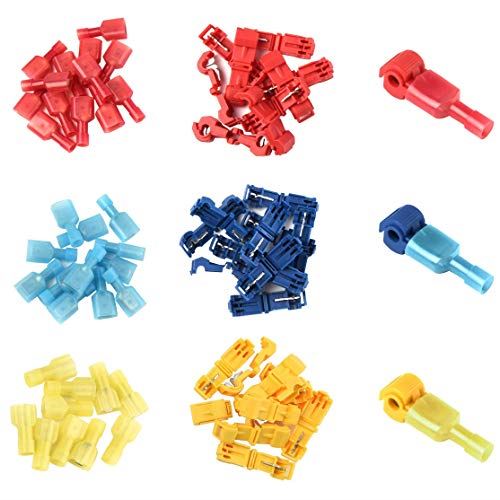 TOOHUI 180個セット T型 配線コネクター エレクトロタップ 平型端子 配線分岐コネクター T 接続コネクター端子 ワイヤー端子圧着電気 簡単に速く配線取り付け 分岐 配線 接続 細線 (赤/黄/青) 2
