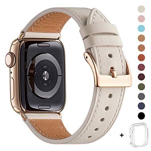 WFEAGL コンパチブル Apple Watch バンド,は本革レザーを使い、iWatch Series 6/SE/ 5/4/3/2/1、Sport、Edition向けのバンド交換ストラップです コンパチブル アップルウォッチ バンド (38mm 40mm, アイボリーホワイト バンド+ステンレスの四角いバックル) WFEAGL コンパチブル Apple Watch バンド,は本革レザーを使い、iWatch Series 6/SE/ 5/4/3/2/1、Sport、Edition向けのバンド交換ストラップです コンパチブル アップルウォッチ バンド (38mm 40mm, アイボリーホワイト バンド+ステンレスの四角いバックル)