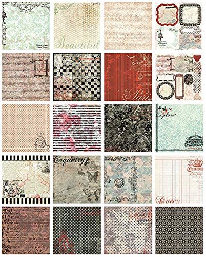 カラー デザインペーパー 手芸用紙 花柄 厚手 絵葉書、年賀状、お祝いカードなどの作りに 7×7inch 40枚入り (カラフル010)