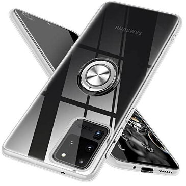 Galaxy S20 Ultra ケース スマホリング カバー リング クリア 車載ホルダー 耐衝撃 シリコン 透明 薄型 TPU 指紋防止 スタンド機能 回転リング 軽量 おしゃれ 携帯カバー クリア Galaxy S20 Ultra(6.9インチ)