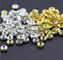 8mm 平型ロンデル 200個 ゴールド シルバー 各100個 ラインストーン付き スペーサービーズ メタル ビーズ アクセサリーパーツ ジュエリー 手芸 クラフト用品 手作り素材 DIY材料 (8mm)