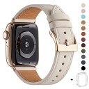 WFEAGL コンパチブル Apple Watch バンド,は本革レザーを使い、iWatch Series 6/SE/ 5/4/3/2/1、Sport、Edition向けのバンド交換ストラップです コンパチブル アップルウォッチ バンド (42mm 44mm, アイボリーホワイト バンド+ステンレスの四角いバックル)