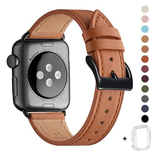 WFEAGL コンパチブル Apple Watch バンド,は本革レザーを使い、iWatch Series 6/SE/ 5/4/3/2/1、Sport、Edition向けのバンド交換ストラップです コンパチブル アップルウォッチ バンド (42mm 44mm, ブラウン バンド+黒 四角い バックル) WFEAGL コンパチブル Apple Watch バンド,は本革レザーを使い、iWatch Series 6/SE/ 5/4/3/2/1、Sport、Edition向けのバンド交換ストラップです コンパチブル アップルウォッチ バンド (42mm 44mm, ブラウン バンド+黒 四角い バックル)