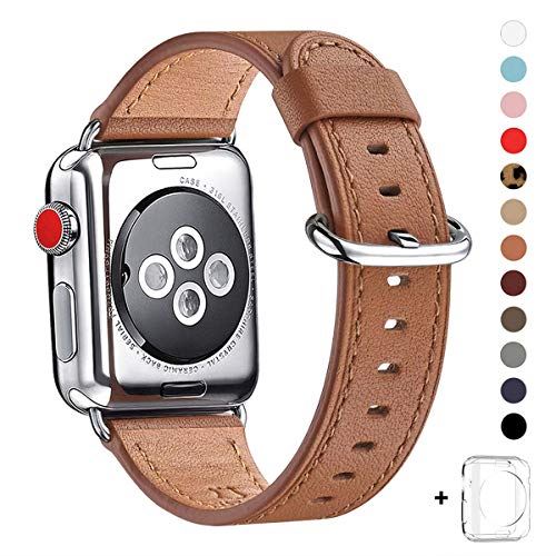 WFEAGL コンパチブル Apple Watch バンド,は本革レザーを使い、iWatch Series 6/SE/5/4/3/2/1、Sport、Edition向けのバンド交換ストラップです コンパチブル アップルウォッチ バンド (42mm 44mm, ブラウン バンド+シルバー バックル) WFEAGL コンパチブル Apple Watch バンド,は本革レザーを使い、iWatch Series 6/SE/5/4/3/2/1、Sport、Edition向けのバンド交換ストラップです コンパチブル アップルウォッチ バンド (42mm 44mm, ブラウン バンド+シルバー バックル)