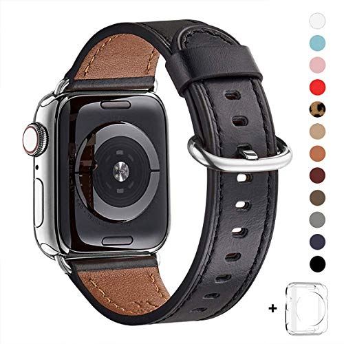 WFEAGL コンパチブル Apple Watch バンド,は本革レザーを使い、iWatch Series 6/SE/ 5/4/3/2/1、Sport、Edition向けのバンド交換ストラップです コンパチブル アップルウォッチ バンド (42mm 44mm, 黒 バンド+シルバー バックル) WFEAGL コンパチブル Apple Watch バンド,は本革レザーを使い、iWatch Series 6/SE/ 5/4/3/2/1、Sport、Edition向けのバンド交換ストラップです コンパチブル アップルウォッチ バンド (42mm 44mm, 黒 バンド+シルバー バックル)
