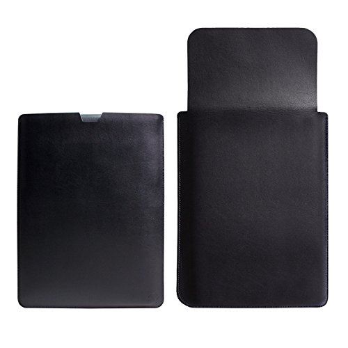 WALNEW MacBook Pro Retina 15インチ（2016/2017/2018/2019モデル）/ MacBook Pro 16インチ 2019モデル専用カバー ケース 封筒型カバー レザーカバー 縦型収納バッグ 上質なレザー マックブック対応レザーケース アップルポーチ/レザーポーチ 一層-ブラック　black