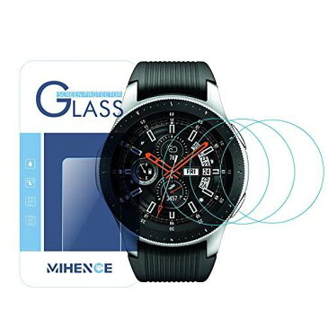(3枚) For Samsung Galaxy Watch (46mm) 保護フィルム，MIHENCE 9H ガラス保護フィルム 対応 Samsung Galaxy Watch 46mm SM-R800 / SM-R805 / Gear S3 Smartwatchスマート腕時計 2.5Dラウンドエッジ ウォッチ指紋防止保護膜