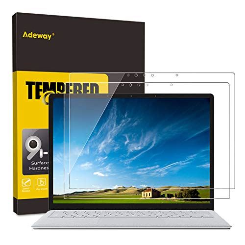 [2 Pack] Adeway 保護フィルム 対応 Surface Laptop 13.5インチ用保護フィルム [防衛指紋][高感度][装着簡単] 強化ガラス保護フィルム 対応 Surface Book (2017/2018 版)