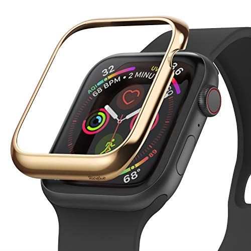 Apple Watch Series 5 / Series 4 44mm ケース ステンレス製 カスタム 保護 フレーム 簡単取り付け メタリック 超薄型 カバー 変色防止 アップルウォッチ ケース [Bezel Styling 44-05 Gold ゴールド]