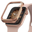 Apple Watch Series 5 / Series 4 44mm P[X XeX JX^ ی t[ ȒPt ^bN ^ Jo[ ϐFh~ AbvEHb` P[X [Bezel Styling 44-43 Omega Rose Gold [YS[h]