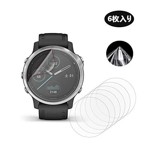 (6枚入り) Frgnie for Garmin (ガーミン) Fenix 6S / Fenix 6S Pro スクリーン保護フィルム， 良質TPU ケースに干渉せず 貼り直し可 耐指紋 99%高透過率、防止する 氣泡保護膜 対応 ガーミン Fenix 6S / Fenix 6S Pro Smartwatch スマート時計