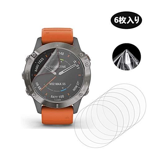 (6枚入り) Frgnie for Garmin (ガーミン) Fenix 6 Sapphire スクリーン保護フィルム， 良質TPU ケースに干渉せず 貼り直し可 耐指紋 99%高透過率、防止する 氣泡保護膜 対応 ガーミン Fenix 6 Sapphire Smartwatch スマート時計