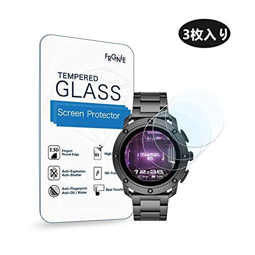 (3枚入り) Frgnie for Diesel On Axial 腕時計 スクリーン保護フィルム， 9H 強化 ガラス 保護フィルム 対応 Diesel On Axial Smartwatch