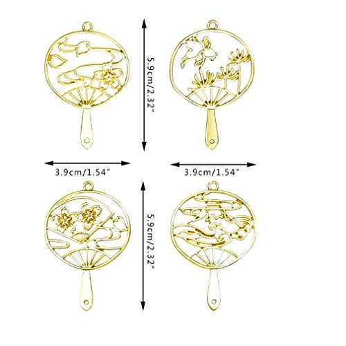 レジン枠 空枠 MUNCVY フレーム パーツ ゴールド 4種12個 セット uvクラフト 大量 カン付き うちわ 団扇 和風 美しい セッティング アクセサリーパーツ から枠 ハンドメイド 手作り ペンダント uvレジン