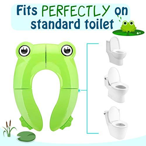Zooawa 補助便座 折りたたみ式 子供用 補助ベンザ 携帯 トイレットトレーニング おまる便座 排泄補助具 ポータブル おでかけに便利 コンパクト 簡単に取り付ける 滑り止め 男女の子兼用 トイレの補助/練習 幼児用便座 幼児用補助便座 Green