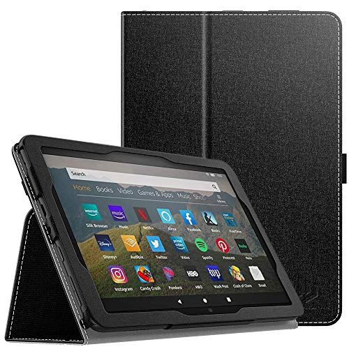 Fire HD 8 2020 ケース Dadanism New Fire HD 8/8 Plus 2020 第10世代 カバー タブレットケース PUレザー製 全面保護型 オートスリープ機能付き 薄型スタンドケース ハンドルストラップ/ペンホルダー付き スマートケース コンパクト 布紋ブラック