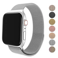 FRESHCLOUD コンパチブル apple watch バンド アップルウォッチバンド ミラネーゼループ コンパチブルアップルウォッチ ステンレス留め金製 series4/3/2/1に対応 磁石 軽量モデル (38mm/40mm, 銀色)