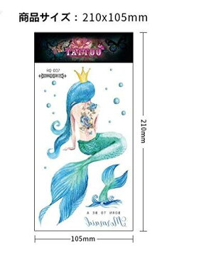 ANPHSIN タトゥーシール TATTOO 刺青 入れ墨 3D 腕シール 大判 水彩 花柄 薔薇 花の枝 蝶 夜光 宝石 ユニコーン 英語 サンスクリット語 ボディーアートシール かわいい mermaid-12pcs