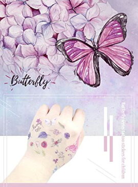 ANPHSIN タトゥーシール TATTOO 刺青 入れ墨 3D 腕シール 大判 水彩 花柄 薔薇 花の枝 蝶 夜光 宝石 ユニコーン 英語 サンスクリット語 ボディーアートシール かわいい butterfly-10pcs