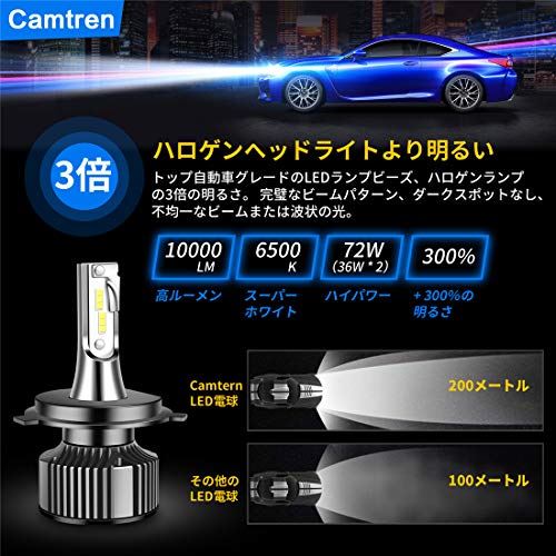 Camtern H4 Ledヘッドライト Dc 12v車検対応車用72w lm超高輝度車のledライト オールインワンcspチップハイ ロービーム電球6000k白冷たい光ip65防水 Wes Store Camtern H4 Ledヘッドライト Dc 12v車検対応車用72w lm超高輝度車のledライト オールインワンcspチップハイ ロービーム電球6000k白冷たい光ip65防水 Wes Store