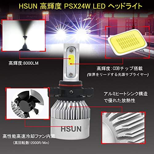 100 新品 お得hsun 車用 Psx24w Led ヘッドライト 車検対応 一体型 9v 32v車用 Led バルブ 8000lm 采用cob 完全発光チップ 防水 1年間 2本セット 6 500k ホワイト Wes Store 100 新品 お得hsun 車用 Psx24w Led ヘッドライト 車検対応 一体型 9v 32v車用 Led バルブ 8000lm 采用cob 完全発光チップ 防水 1年間 2本セット 6 500k ホワイト Wes Store
