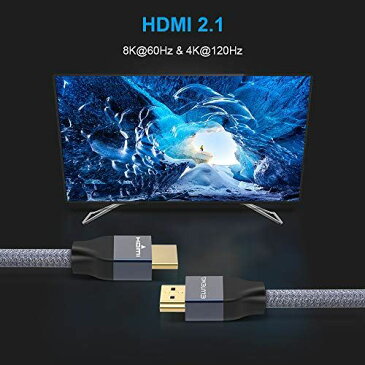 ELUTENG HDMI ケーブル 8K 4K 1080p 高解像度対応 2M 120Hz HDMI 2.1 オス-オス 高速 48Gbps 3D対応 HDMI コード 高耐久 金メッキコネクタ HDMI ケーブル 延長 Switch/Fire TV / PS3 / PS4 / Pro Xbox など対応 2メートル