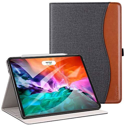 ZtotopCase iPad Pro 12.9 2020 ケース ビジネス風 オートスリープ機能 ペンシル収納 カードポケット付き 手帳型 全面保護 2020春発売の新モデルiPad Pro 12.9専用（デニムブラック）