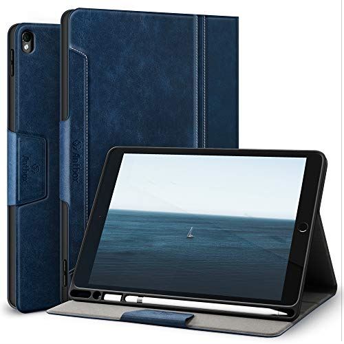 Antbox iPad Pro 10.5 ケース/iPad Air 2019 ケース(Air3) アップルペンシル収納 高級ソフトPUレザー製 iPad 10.5 カバー オートスリープ&スタンド機能付き 手帳型 ひび割れ防止 全面保護 10.5インチタブレットスマートケース カバー(ブルー)